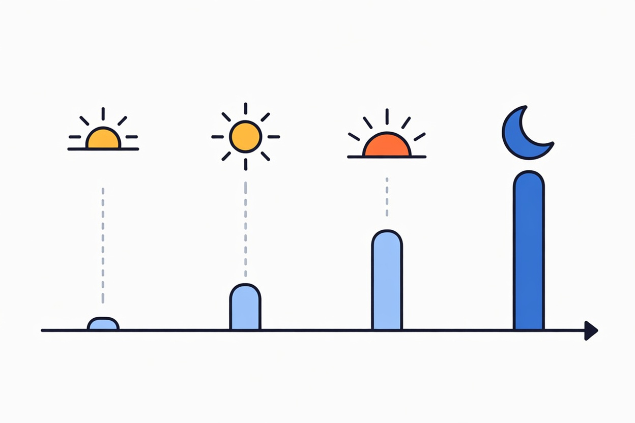 Chart showing daily calorie accumulation with larger intake at night