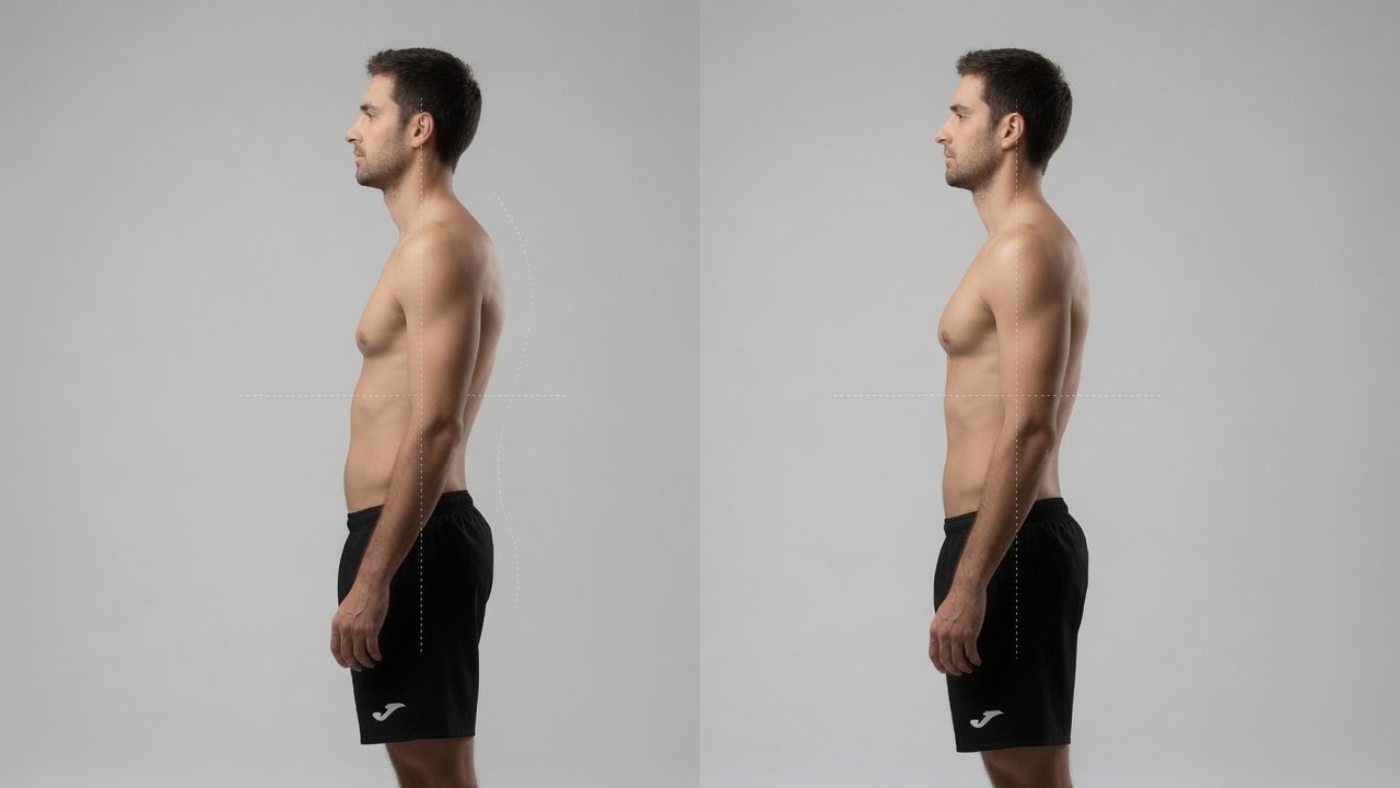 Athlete focusing on posture and aesthetic balance