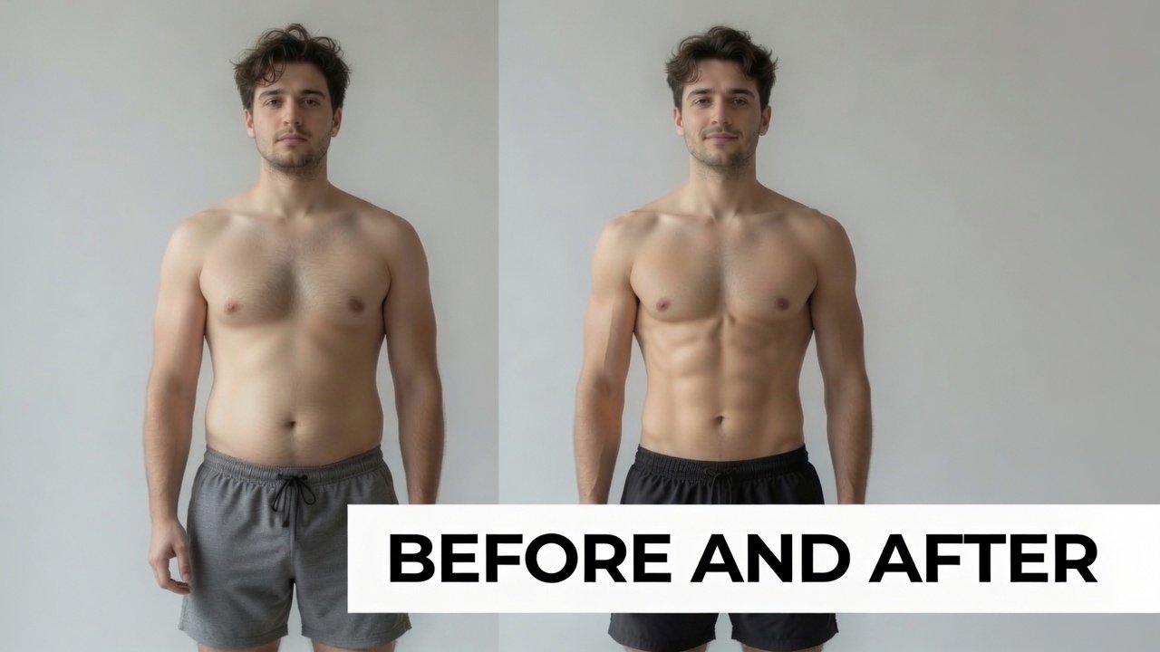 Before and after body transformation comparison