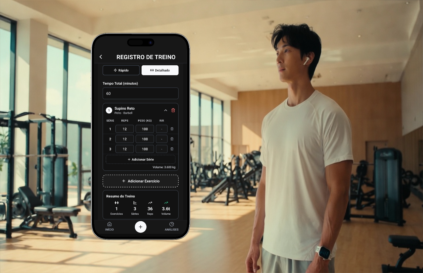 Shape Journey strength training screen showing sets, reps and load