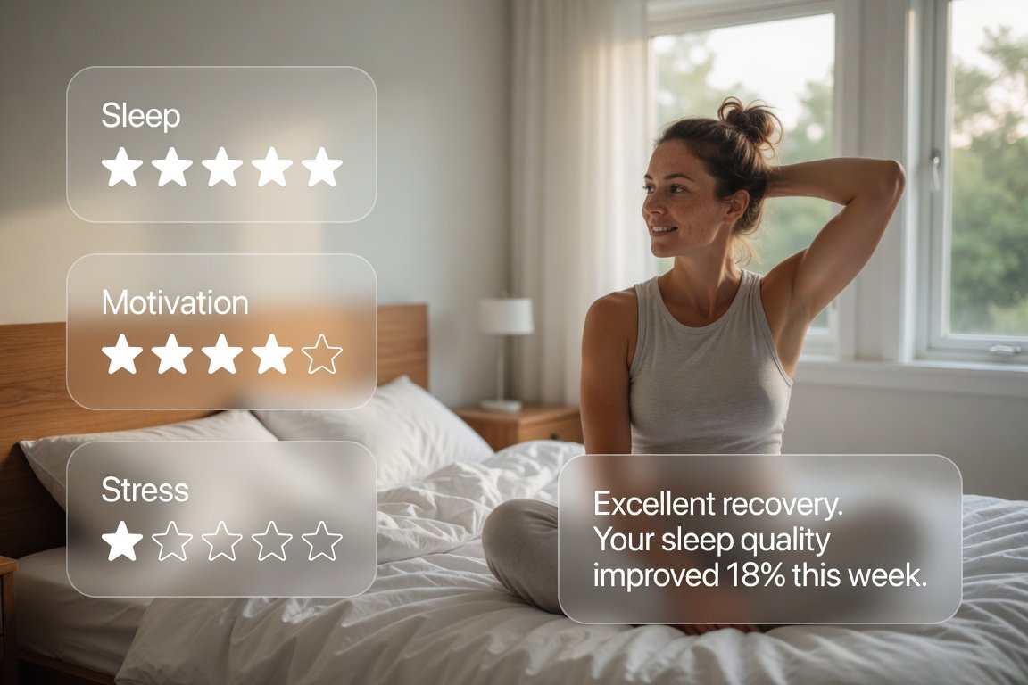 Person resting and prioritizing sleep recovery tracked in Shape Journey
